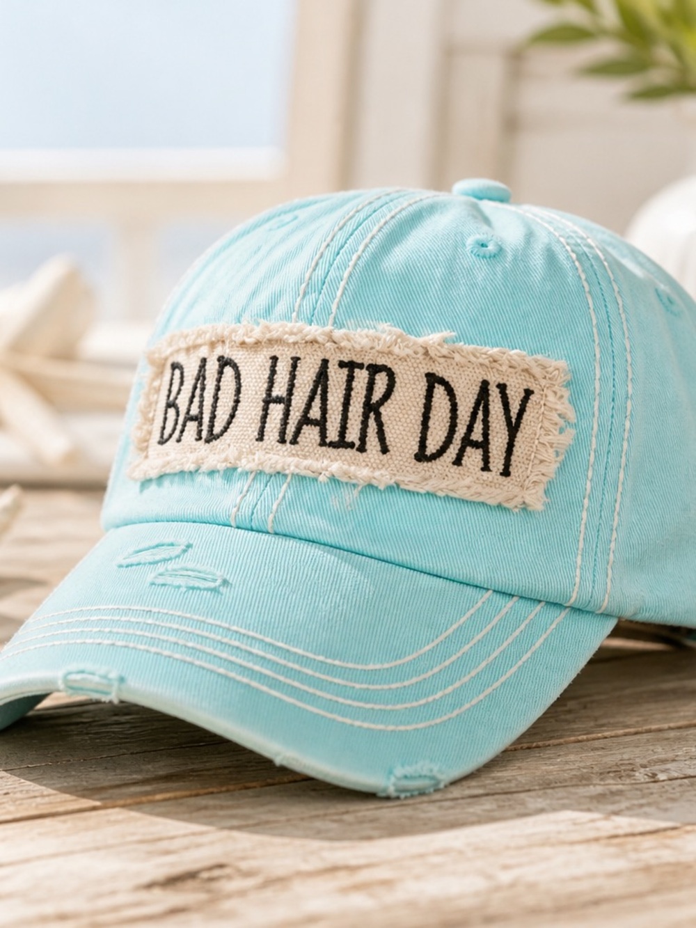 Bad Hair Day Turquoise Baseball Cap - Women's Casual Hat